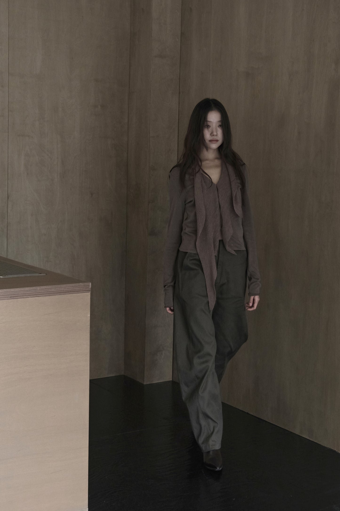 DRAPE 013 'Cascade Knit Collar Cardigan'