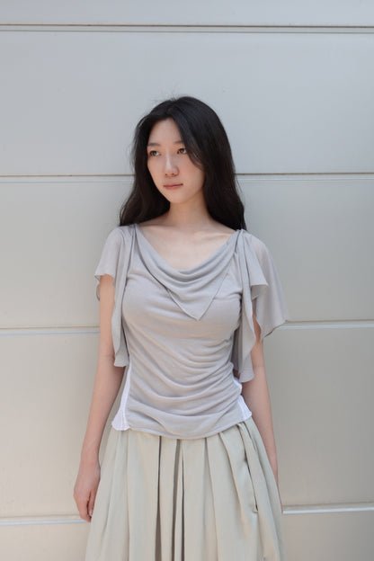 RIB 005 'Dancing Sleeves Back knit Jersey Top'