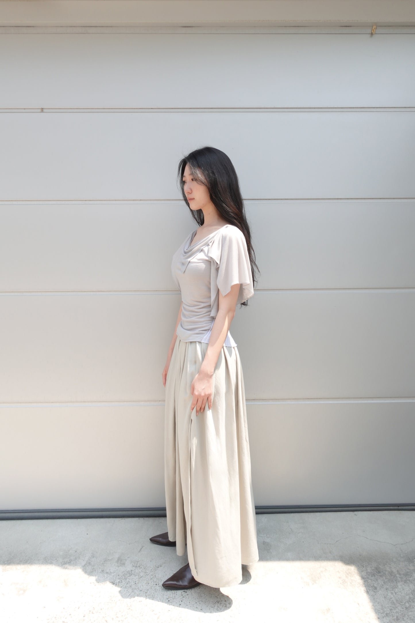 RIB 005 'Dancing Sleeves Back knit Jersey Top'