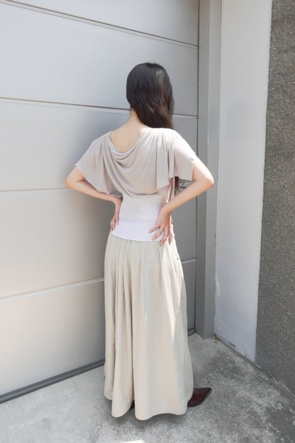 DRAPE 010 'Random Tuck Deep Slit Skirt'