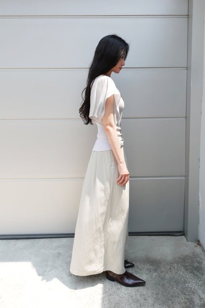 DRAPE 010 'Random Tuck Deep Slit Skirt'