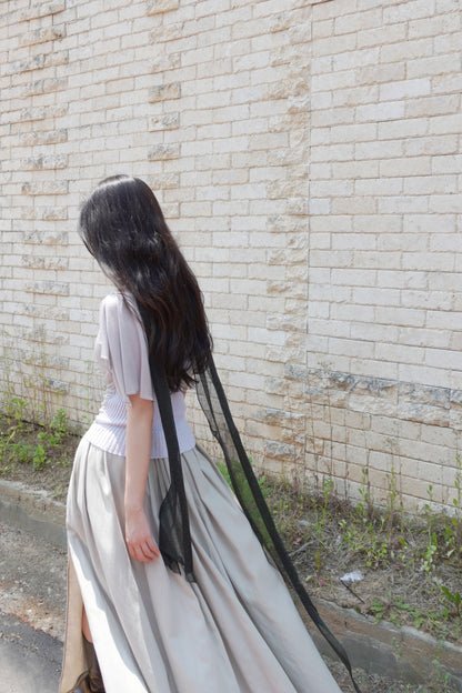 DRAPE 010 'Random Tuck Deep Slit Skirt'