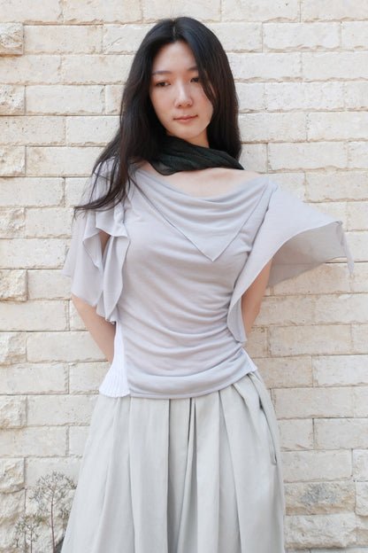RIB 005 'Dancing Sleeves Back knit Jersey Top'