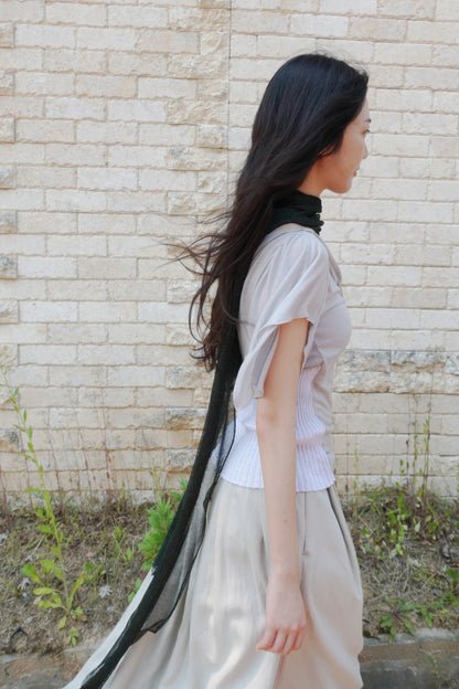 RIB 005 'Dancing Sleeves Back knit Jersey Top'
