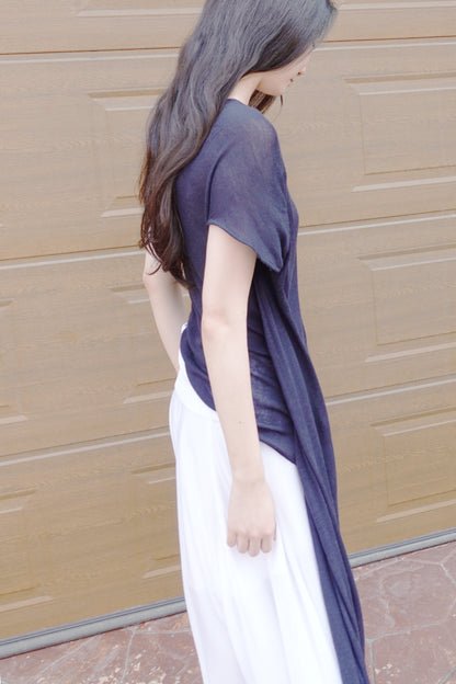 DRAPE 007 'Buttoned Linen-Jersey Skirt'