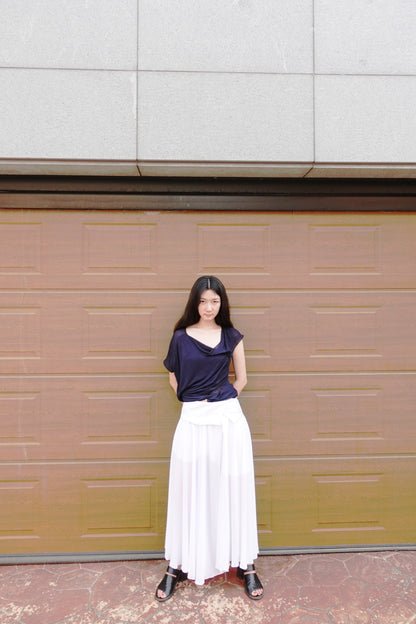 DRAPE 007 'Buttoned Linen-Jersey Skirt'