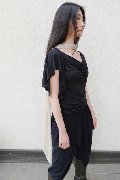 RIB 005 'Dancing Sleeves Back knit Jersey Top'