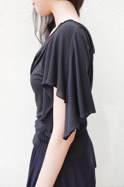 RIB 005 'Dancing Sleeves Back knit Jersey Top'
