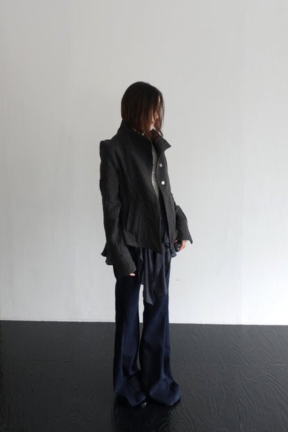 DRAPE 011 'Disheveled Drape Sheer Wool Cardigan'